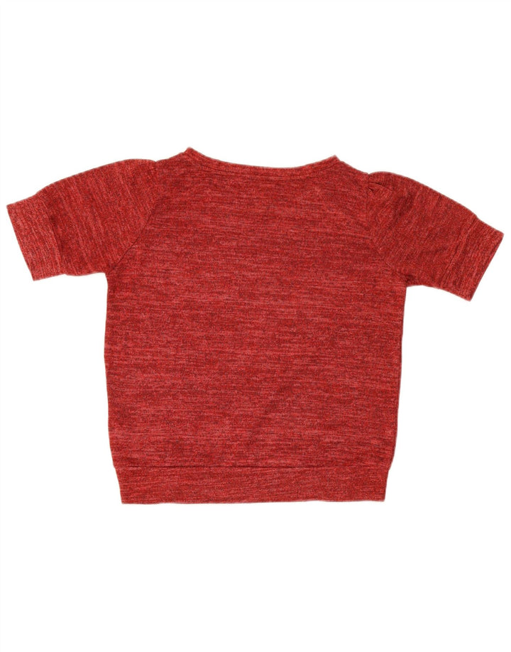 Zara T-Shirt Femme Top UK 10 Petit Polyester Moucheté Rouge