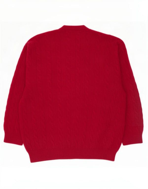 vintage Mens Crew Neck Jumper Pull XL Marron Acrylique