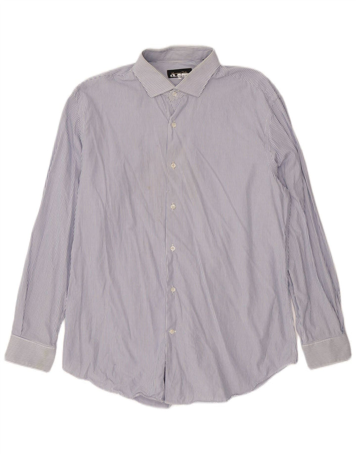 Massimo Dutti Chemise homme Taille 44 17 1/2 XL Bleu à fines rayures