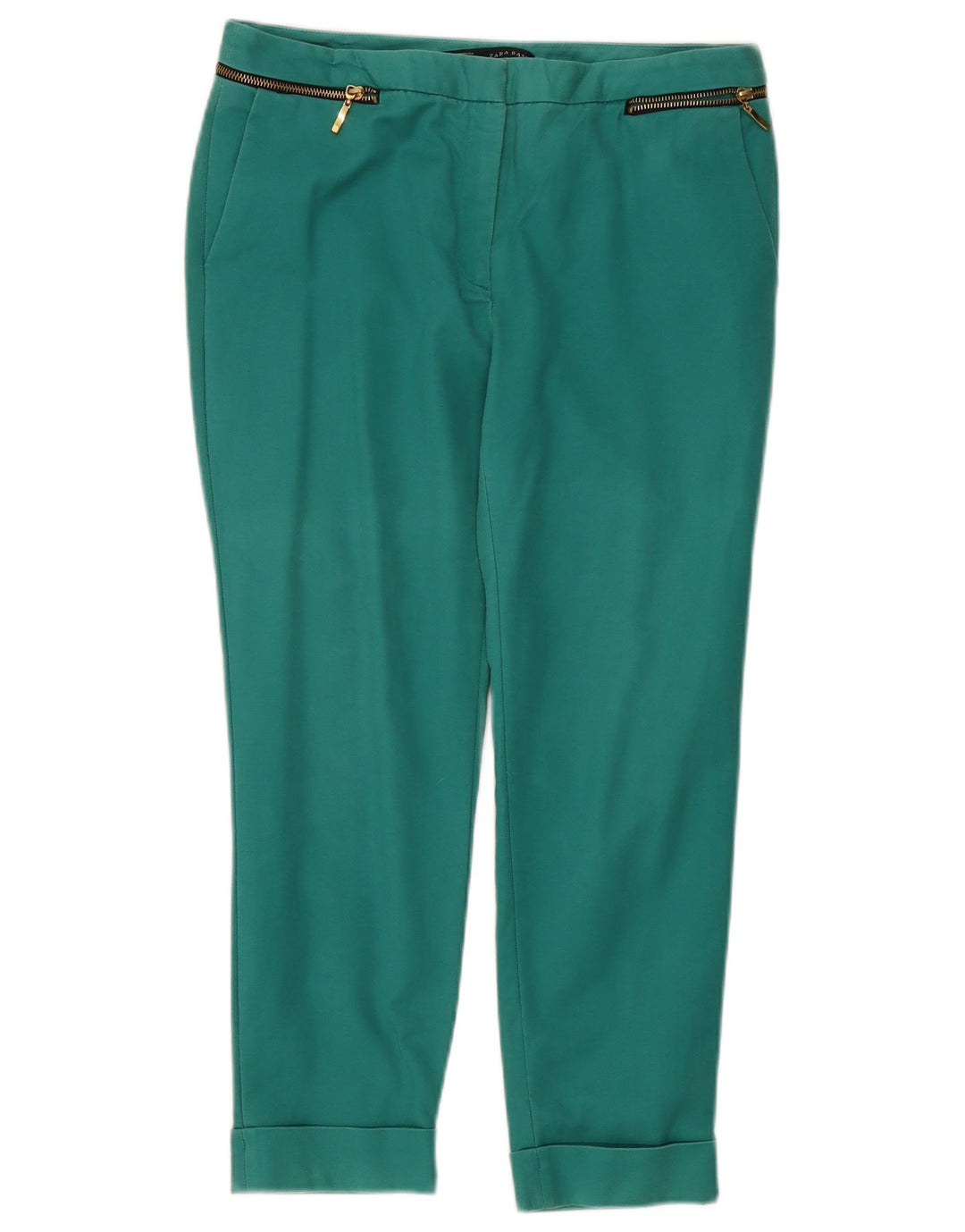 Zara Pantalon court slim pour femme EU 40 Medium W30 L25 Vert