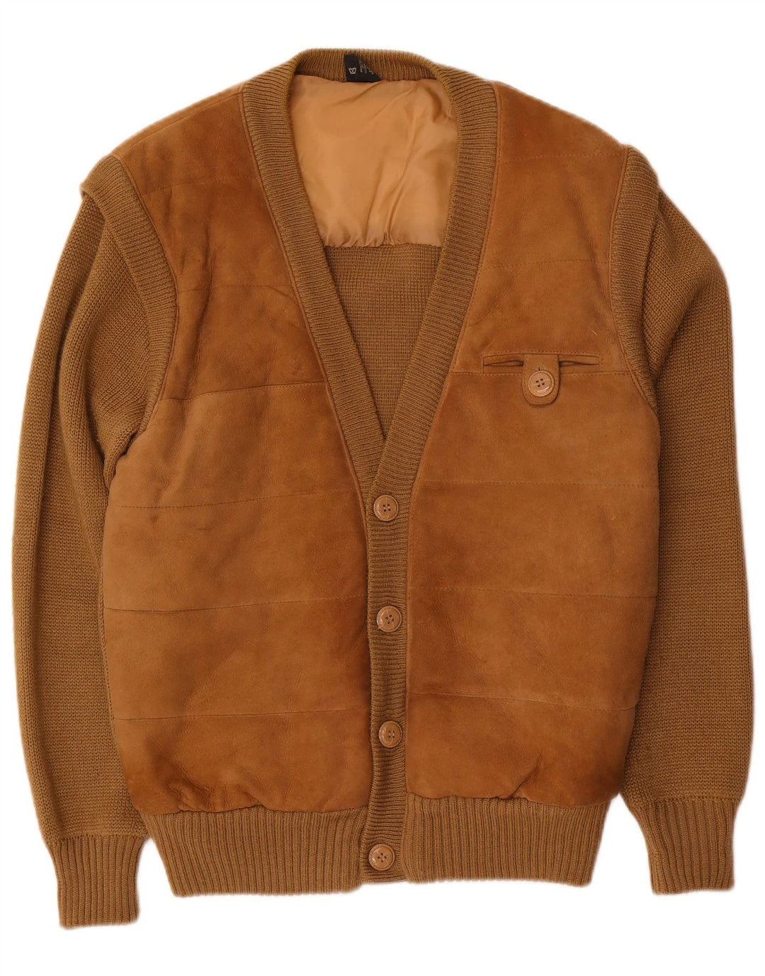 C&A Pull Cardigan en Daim pour Homme EU 52/54 Grand Cuir Marron