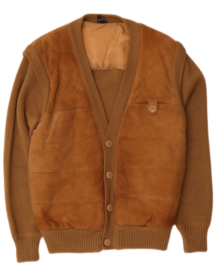 C&A Pull Cardigan en Daim pour Homme EU 52/54 Grand Cuir Marron