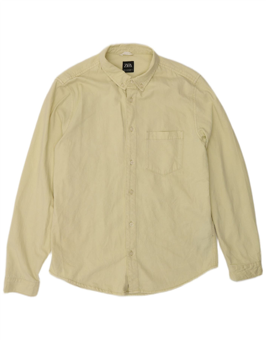 Chemise Zara Homme Coton Jaune Moyen
