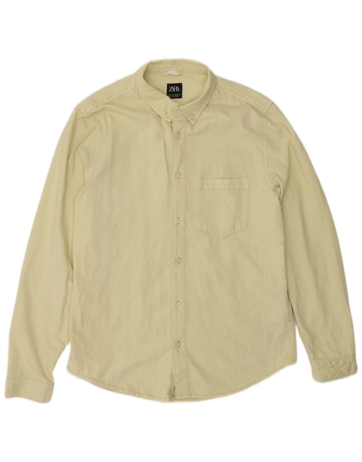 Chemise Zara Homme Coton Jaune Moyen
