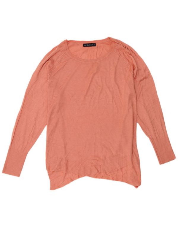 Zara Pull asymétrique surdimensionné à col bateau pour femme UK 10 Petit Rose