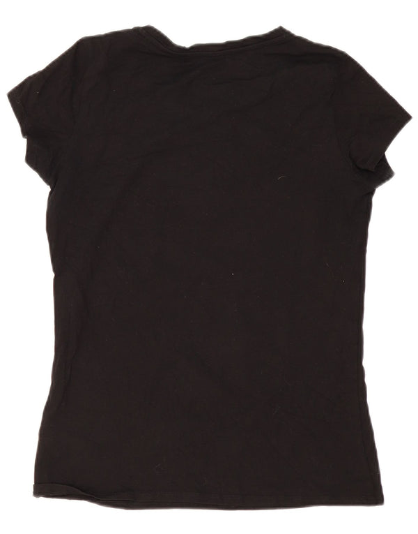 Guess T-shirt graphique pour femme UK 14 Large Noir Coton