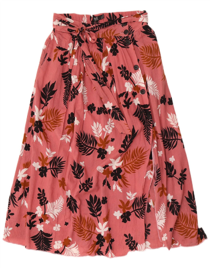 Zara Femme Jupe Évasée Small W26 Rose Floral