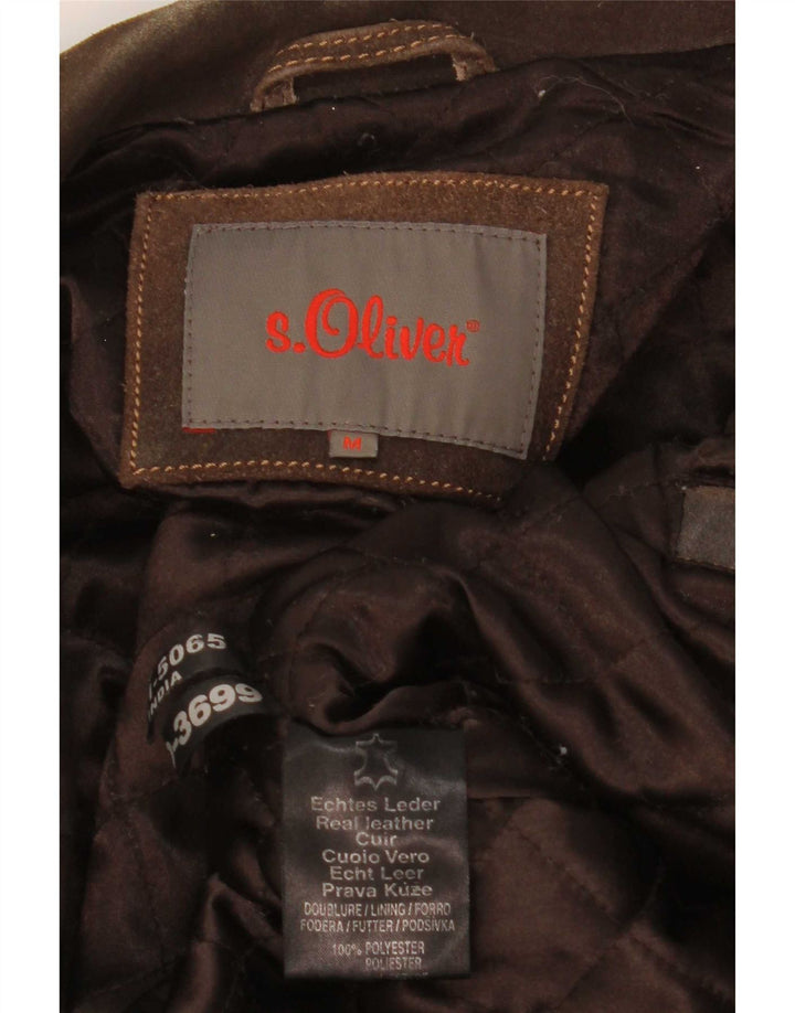S.Oliver Veste en cuir pour homme UK 38 Marron moyen