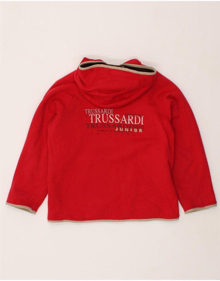 TRUSSARDI JUNIOR Boys Hooded Reversible Fleece Jacket 7-8 Years Brown Vintage Trussardi Junior and Second-Hand Trussardi Junior from Messina Hembry 