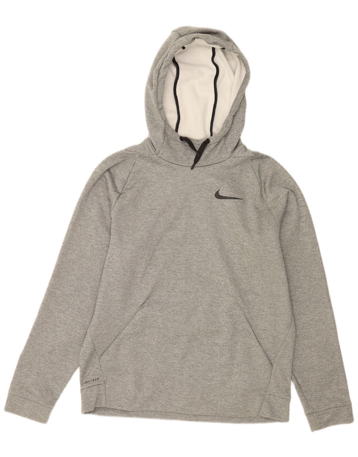 NIKE Pull à capuche Dri Fit pour homme en polyester moucheté gris moyen