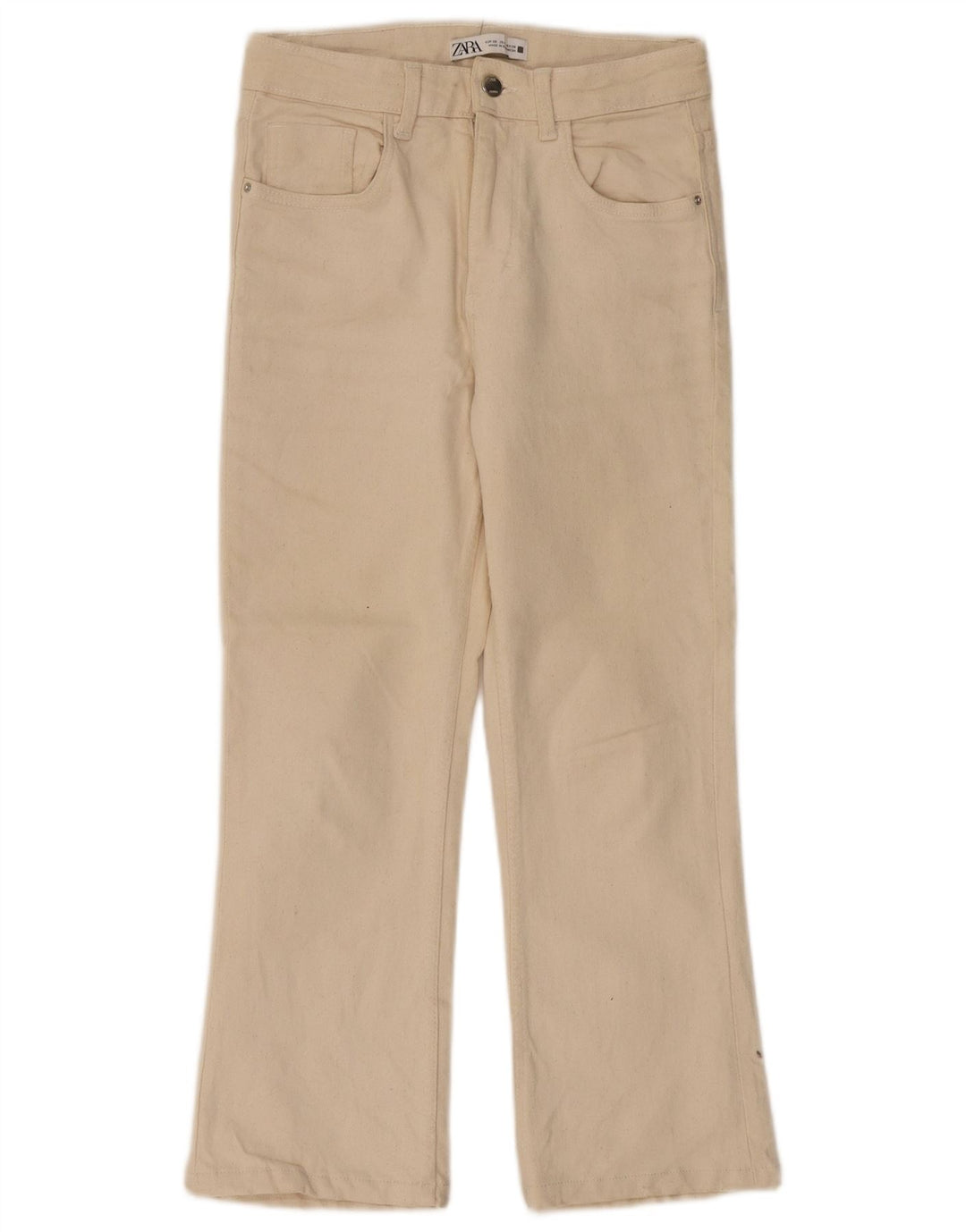 Jean droit taille haute ZARA femme EU 36 XS W26 L24 coton beige