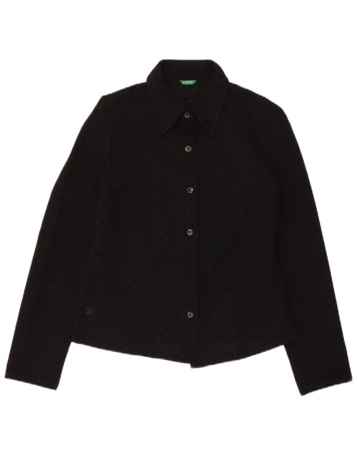 BENETTON Chemisier court pour femme IT 46 Large Noir Polyester