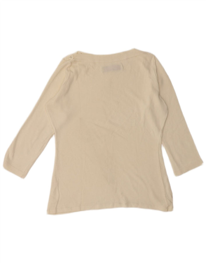 Zara Femme Top Manches 3/4 UK 14 Grand Coton Blanc