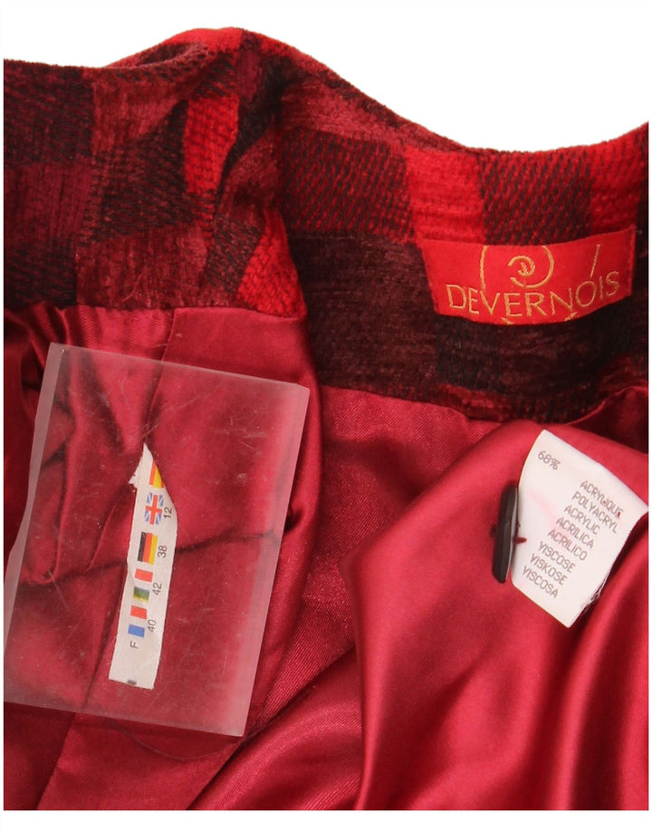 DEVERNOIS PARIS Veste blazer 5 boutons pour femme UK 12 Rouge moyen géométrique