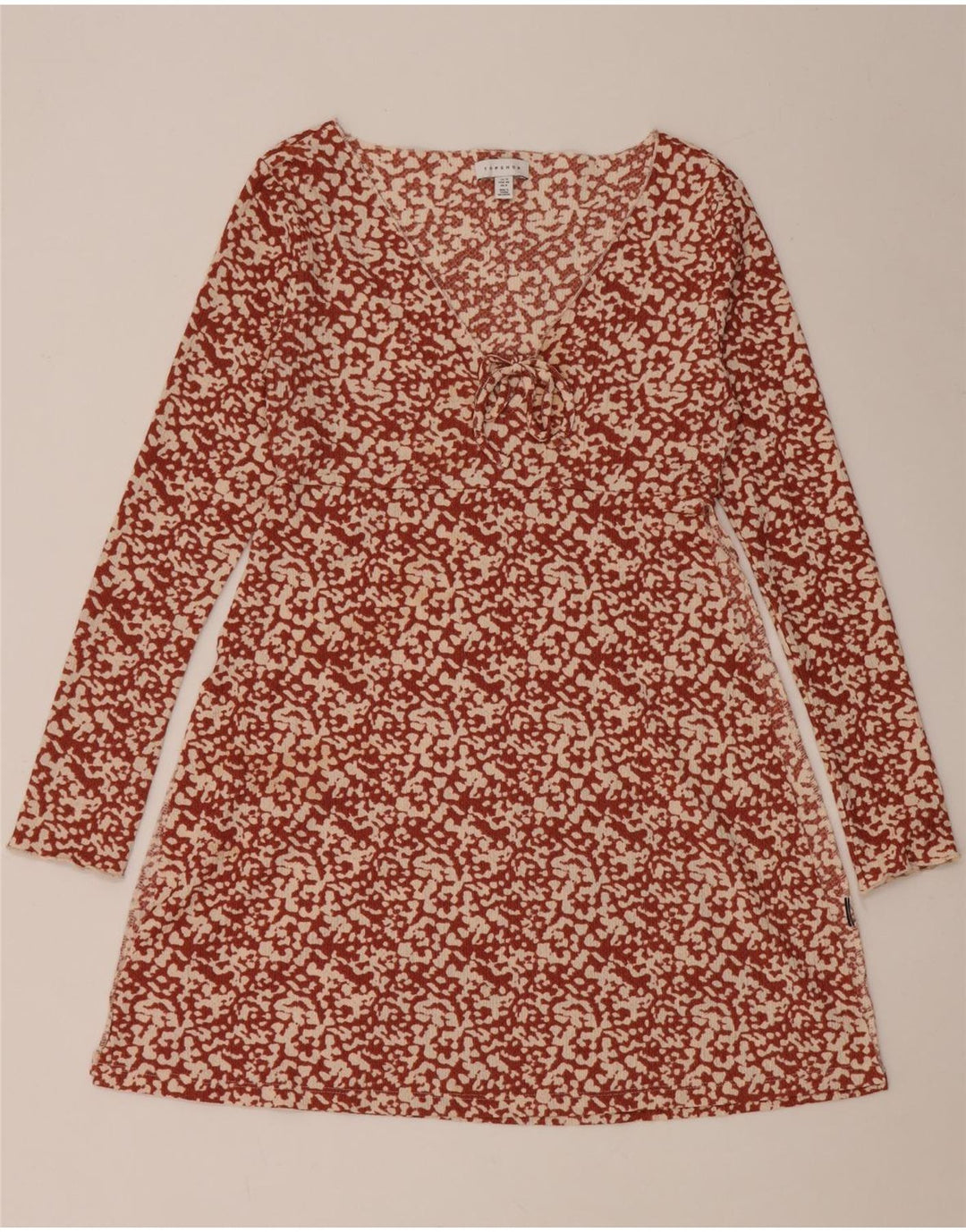 Topshop Robe trapèze à motif abstrait pour femme UK 12 Marron moyen