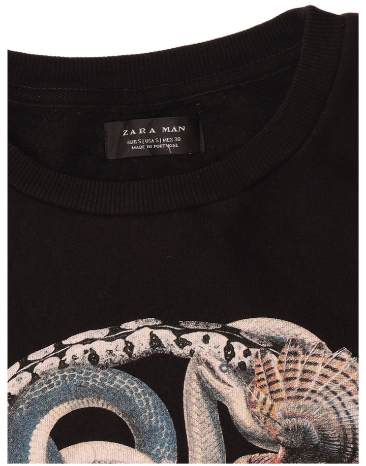Zara Pull-over graphique pour hommes, petit, noir
