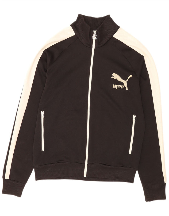 Puma Veste de survêtement graphique pour homme Large Noir Colorblock Polyester