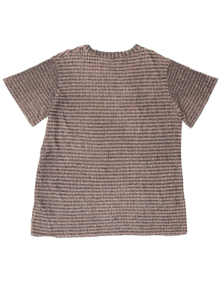 Zara Femme T-Shirt Oversize Top UK 14 Polyester Rayé Noir Moyen