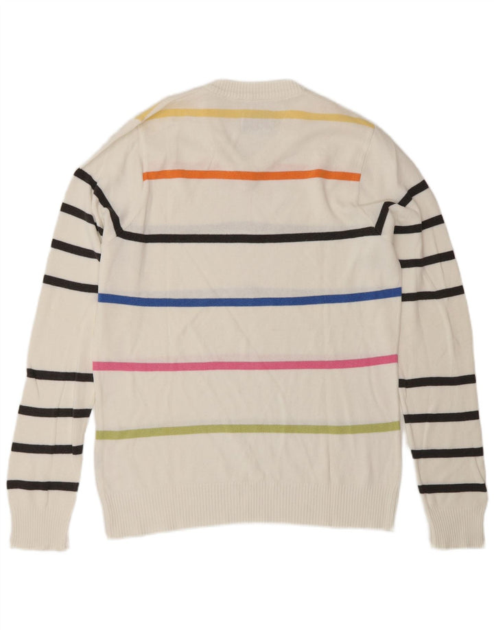XDYE Pull col V pour Homme Rayé Blanc Moyen