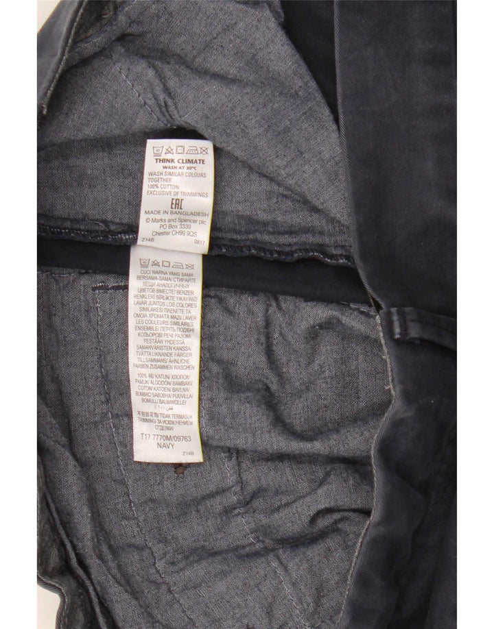Marks & Spencer Short Chino Homme W32 Bleu Marine Moyen Coton