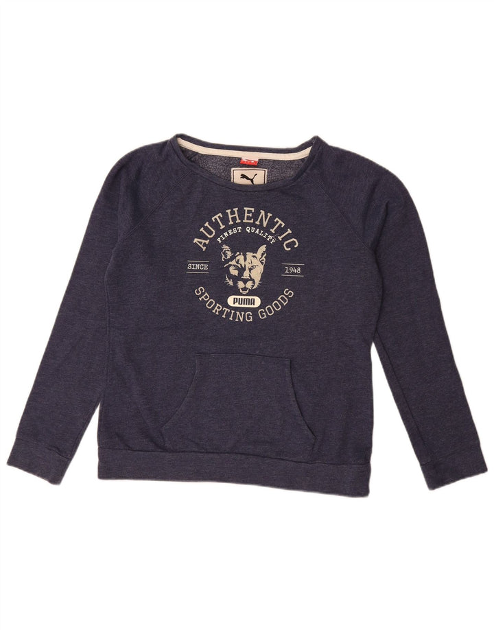 Puma Sweat-shirt graphique pour femme UK 14 Large Bleu marine