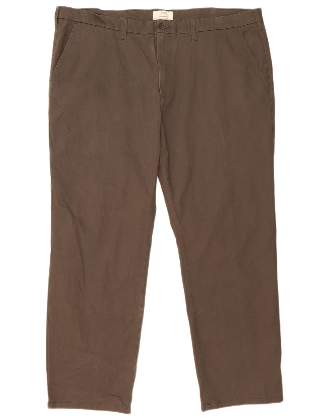 Marks & Spencer Pantalon Chino Coupe Regular Homme W46 L31 Gris Coton