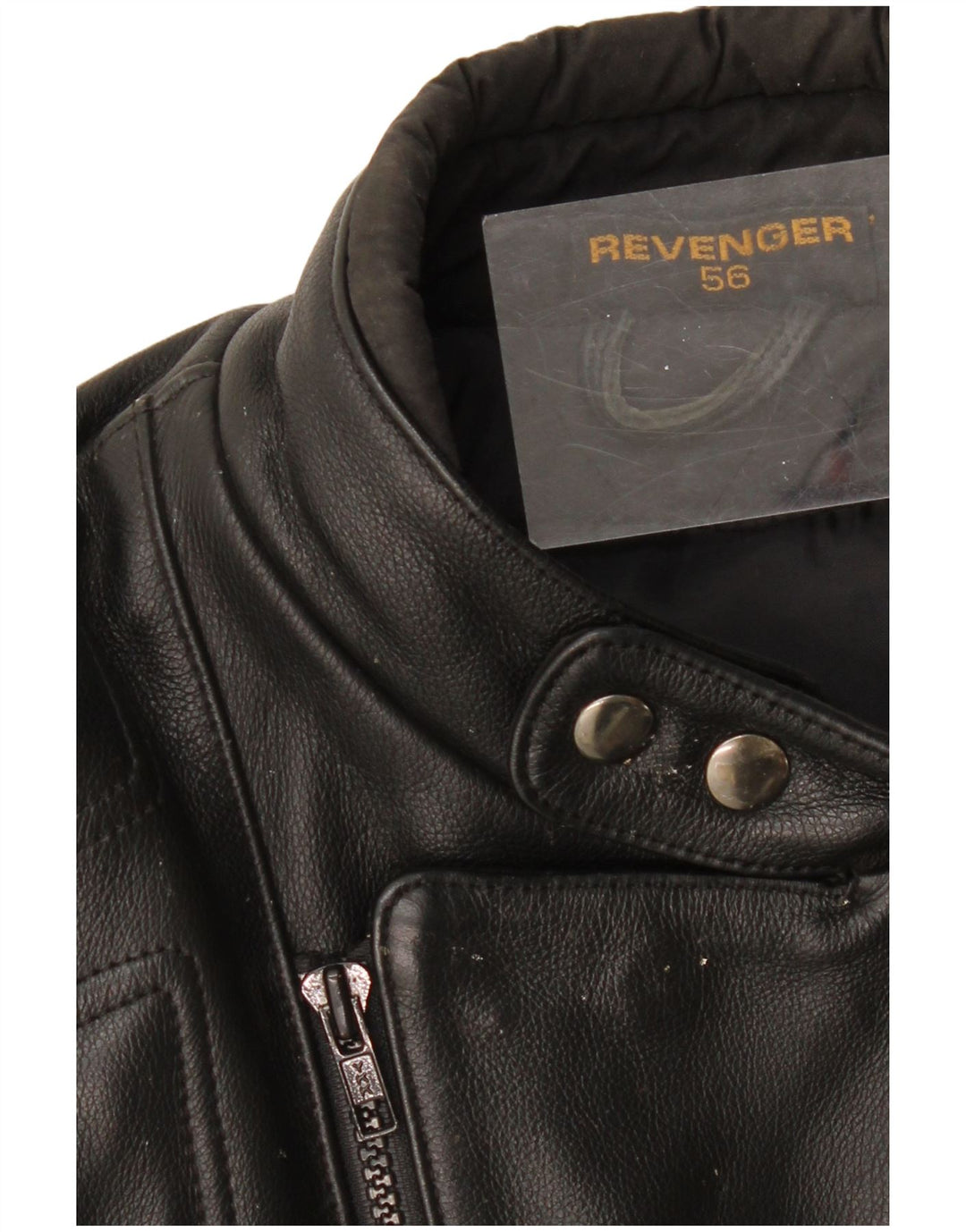 REVENGER Veste en Cuir Moto Racer Homme IT 56 3XL Cuir Noir