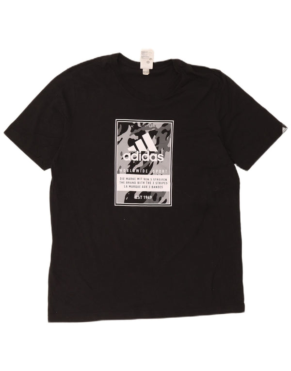 Adidas T-shirt graphique pour hommes, grand, en coton noir