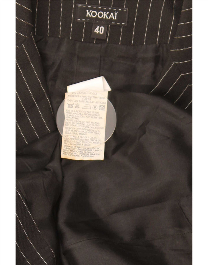 Kookai Veste blazer à 3 boutons pour femme EU 40 en polyester à fines rayures noires moyennes