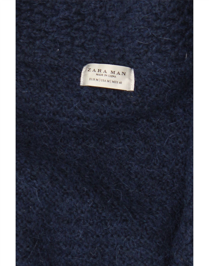 Pull Cardigan Zara Homme Bleu Marine Moyen