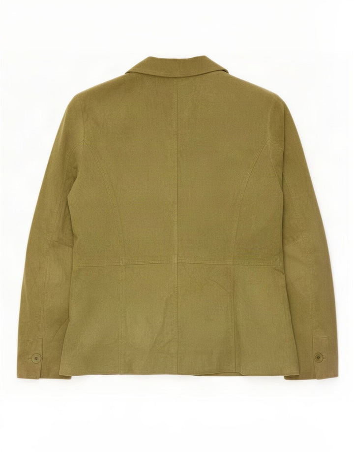 Liz Claiborne Veste blazer en daim à 2 boutons pour femme US 6 Cuir vert moyen