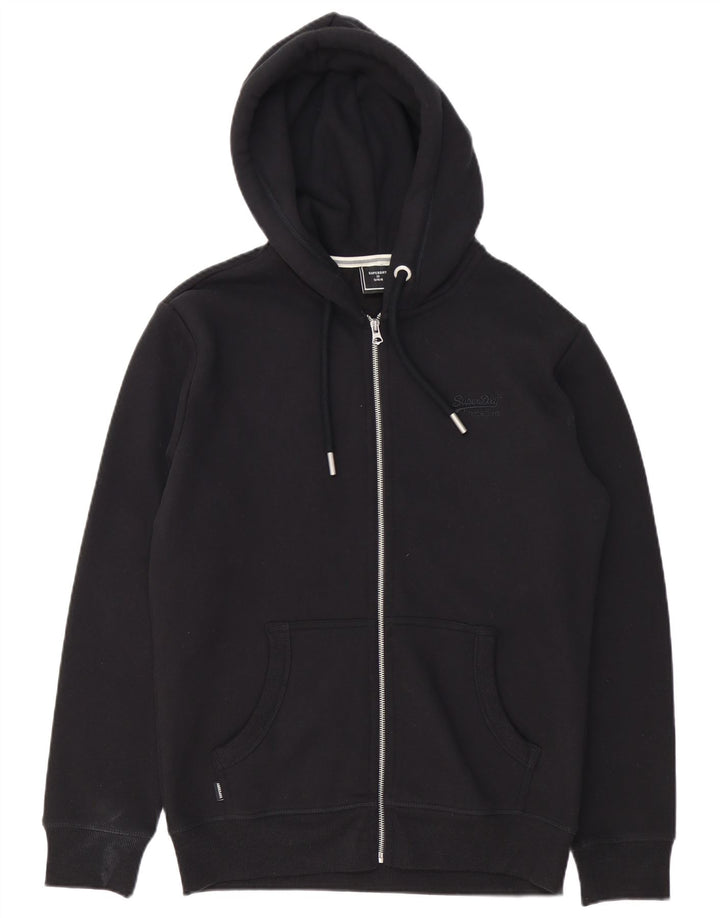 Superdry Pull à capuche zippé pour homme Grand coton noir