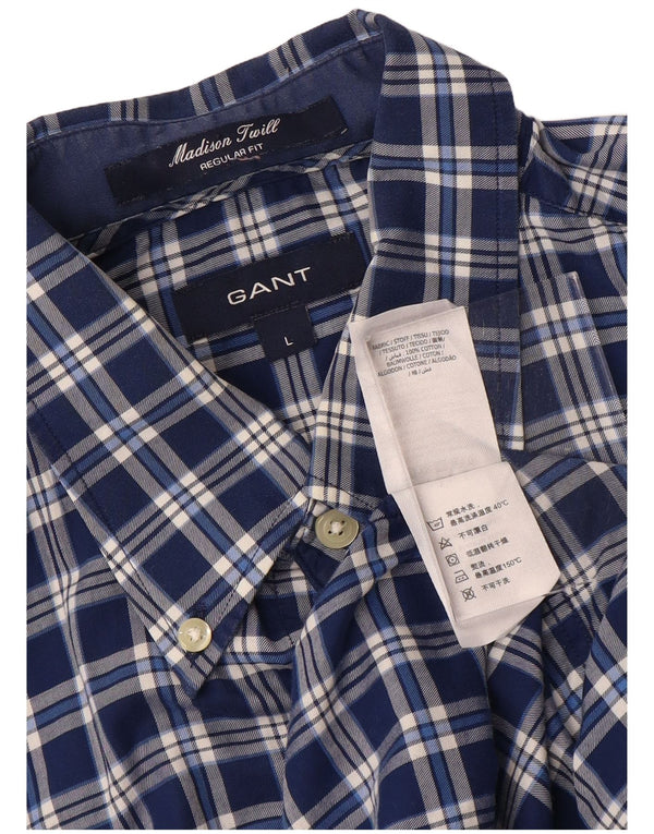 Gant Chemise Madison Regular Fit Homme Bleu Marine à Carreaux Coton