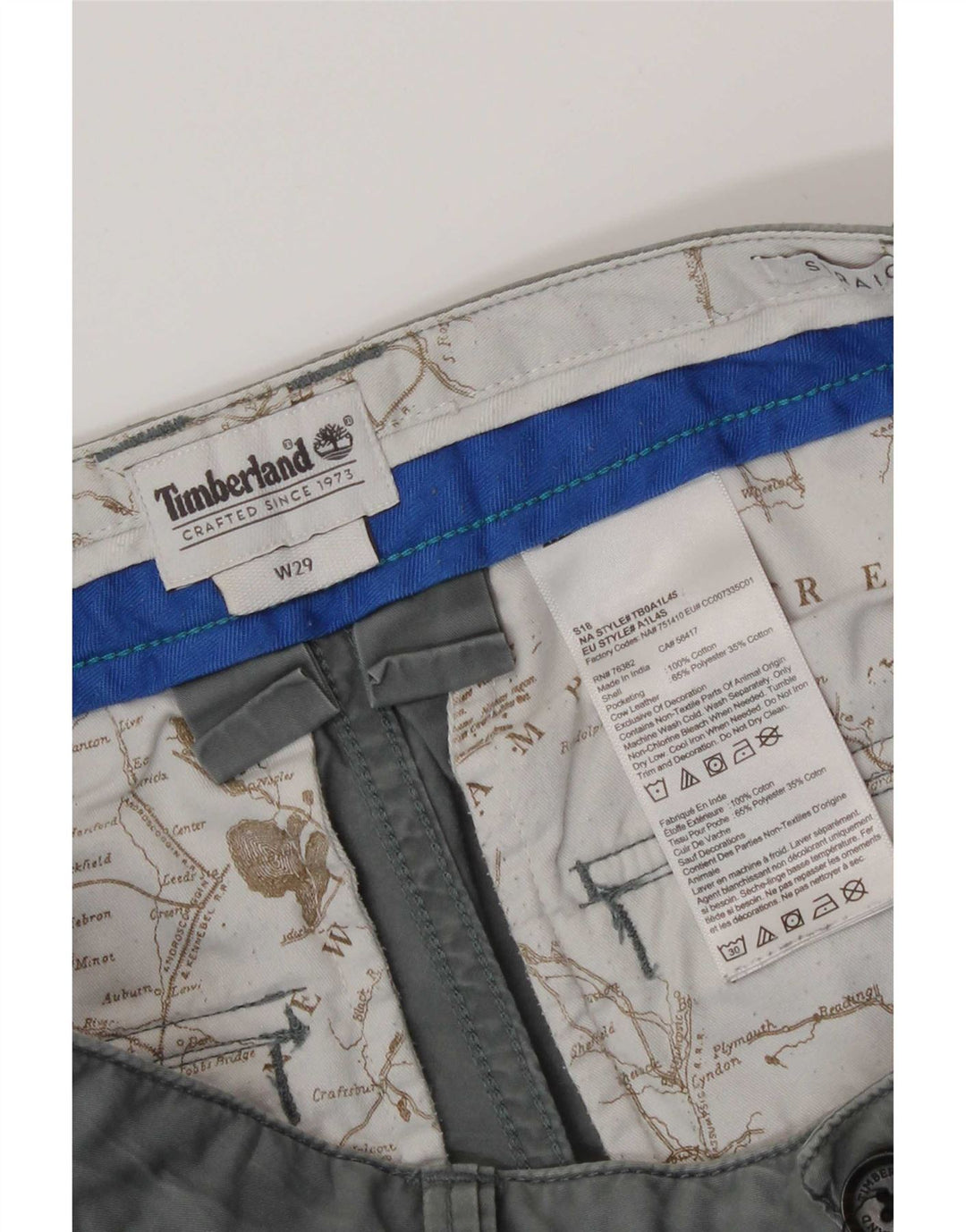 Timberland Short Chino Homme W29 Petit Gris Coton