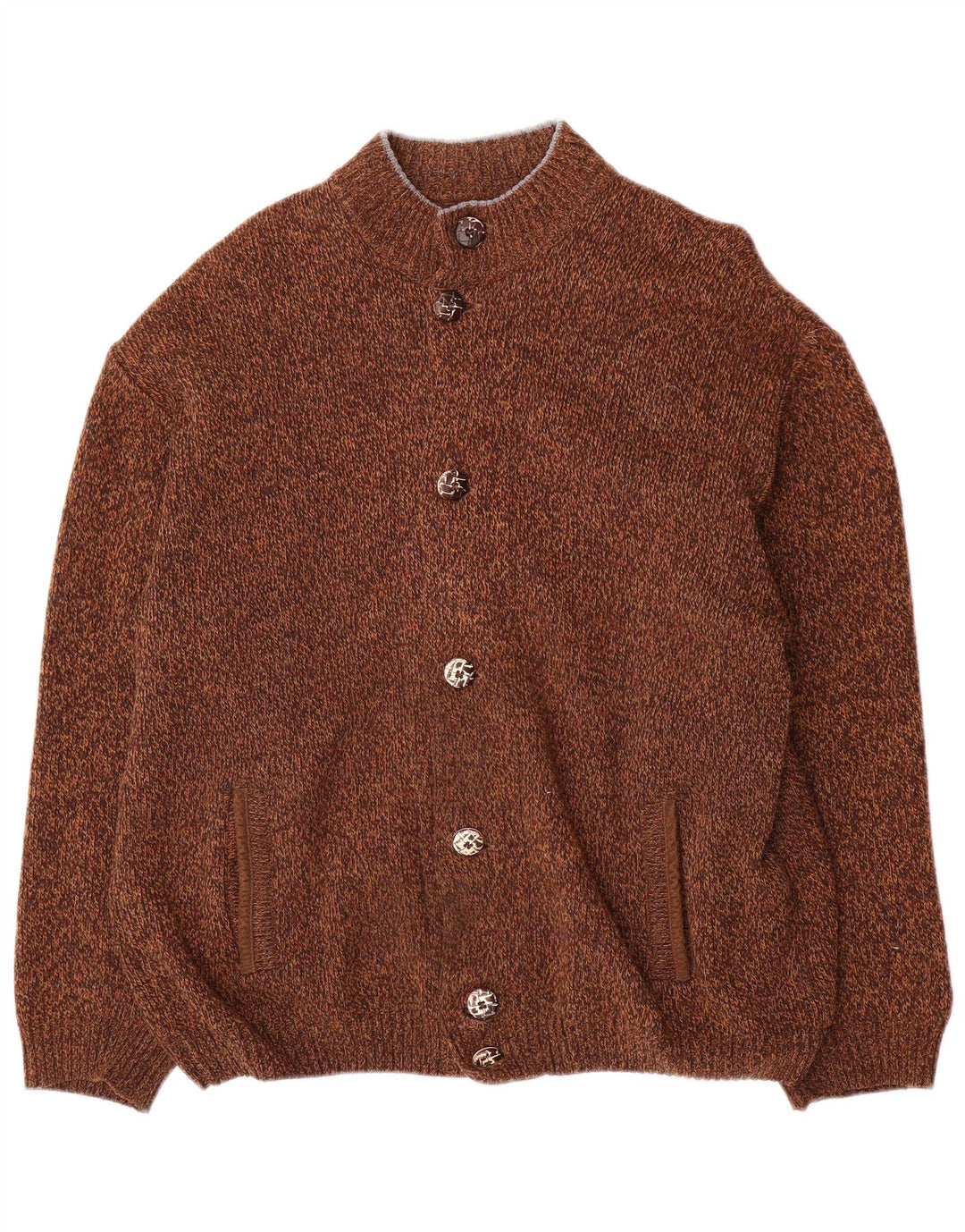 Bueckle Cardigan pour homme en laine mouchetée marron