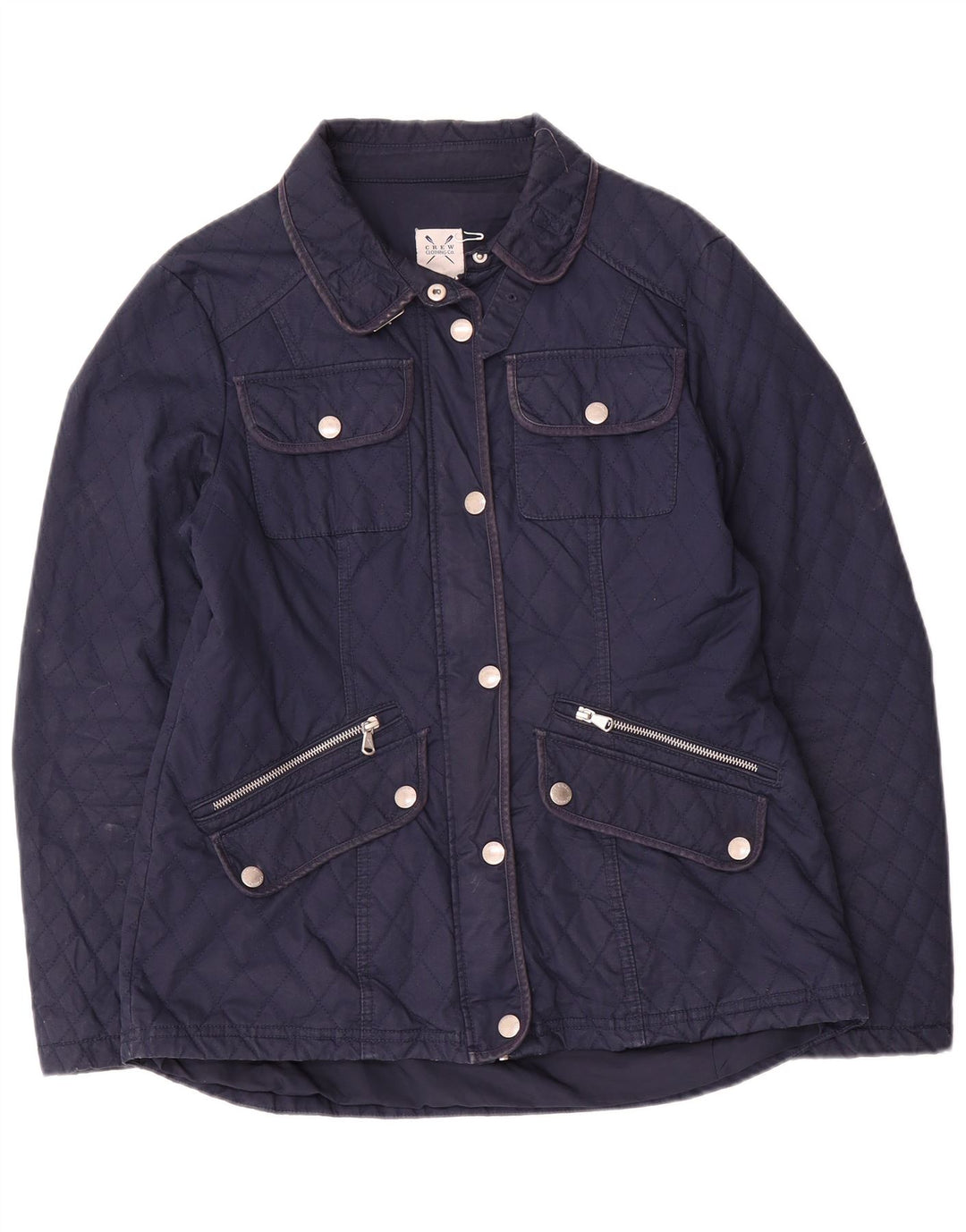 CREW CLOTHING Veste matelassée pour femme UK 14 Coton bleu marine moyen
