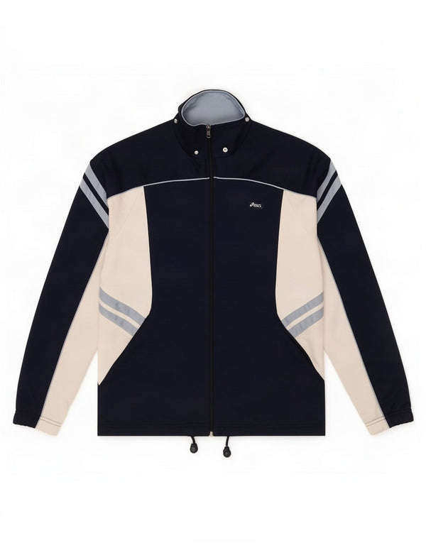 Asics Veste de Survêtement Homme Bleu Marine Moyen Polyester Colorblock