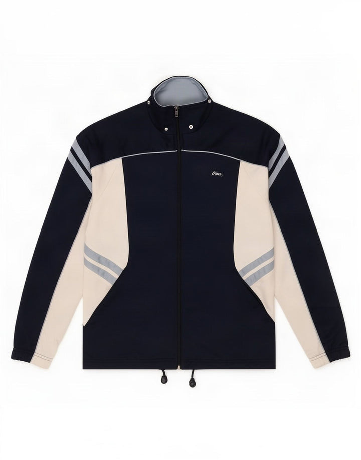 Asics Veste de Survêtement Homme Bleu Marine Moyen Polyester Colorblock