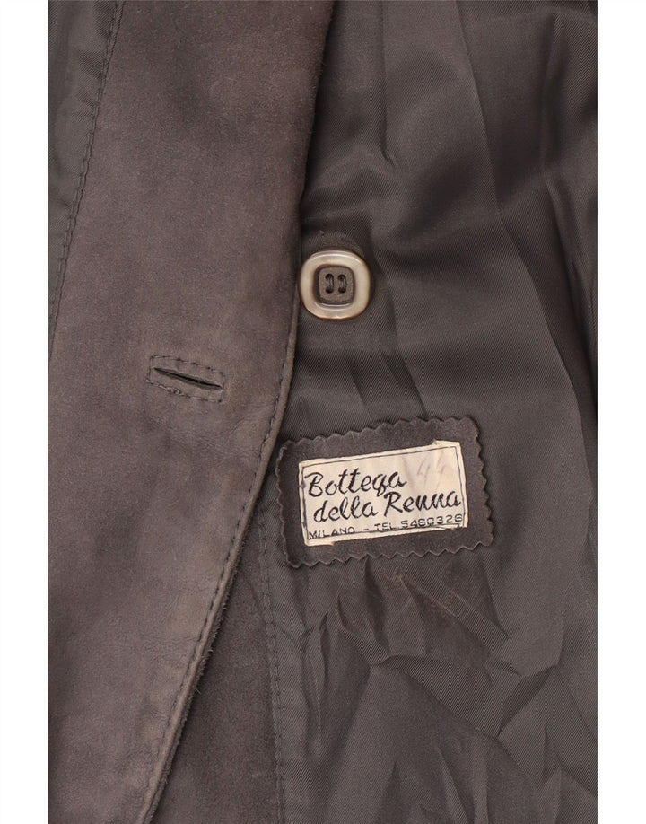 VINTAGE Veste blazer en daim à double boutonnage pour femme UK 14 Gris moyen