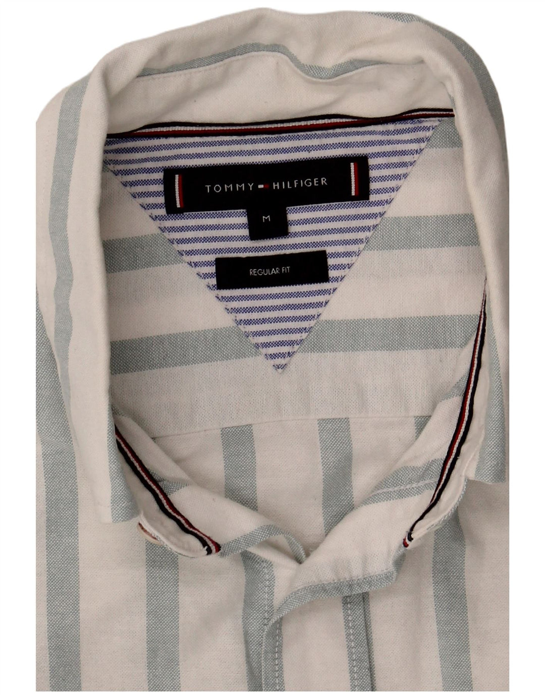 Tommy Hilfiger Chemise Regular Fit Homme Coton Rayé Blanc Moyen