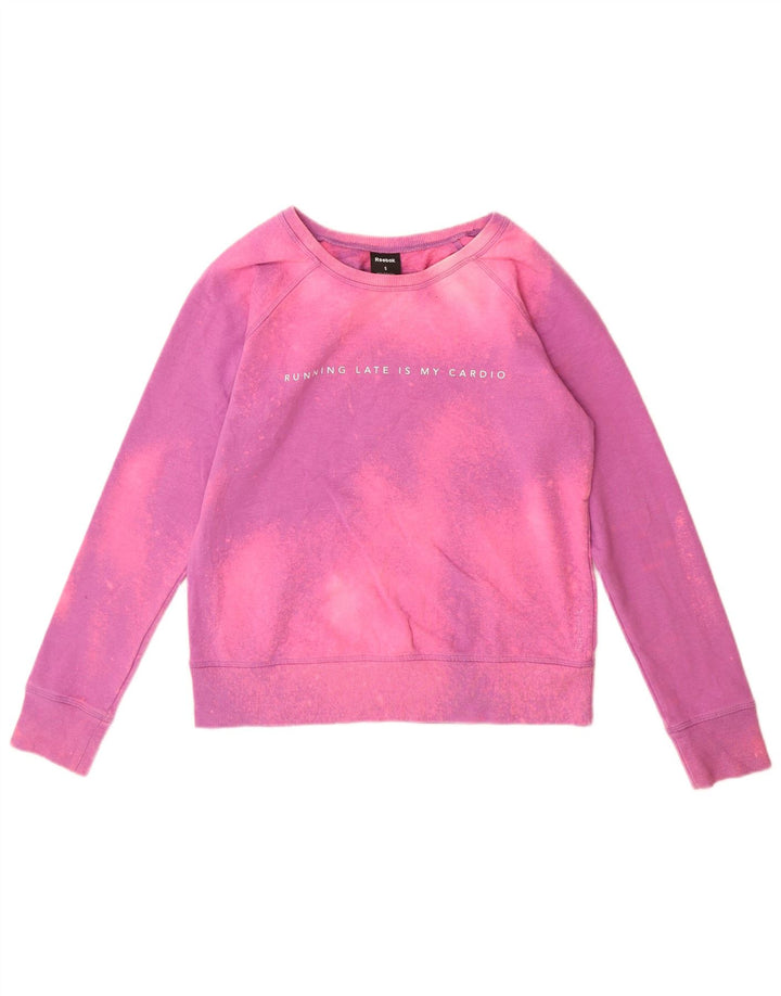 Reebok Sweat-shirt graphique pour femme UK 10 Petit rose Tie Dye Polyester