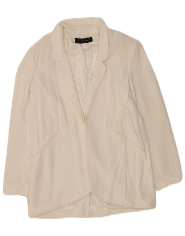 Zara Veste blazer ouverte surdimensionnée pour femme UK 10 Small Blanc