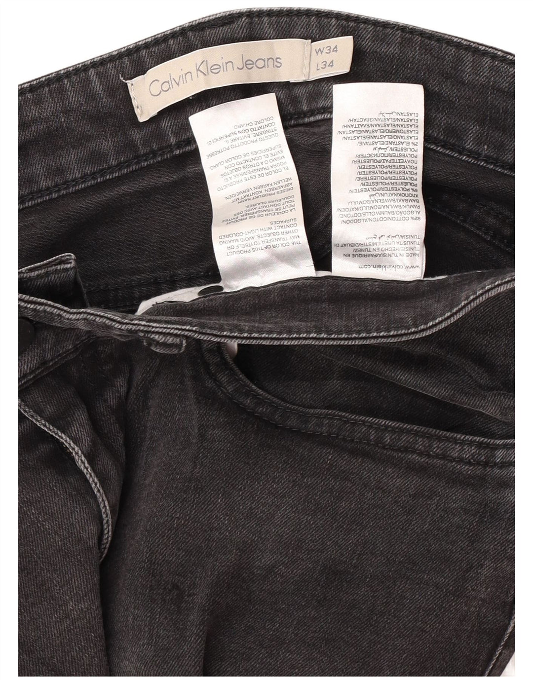 Calvin Klein Jean Slim W34 L28 Homme Gris Coton
