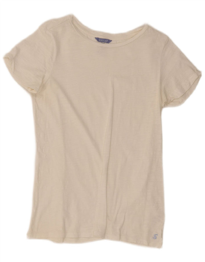 Joules Womens T-Shirt Top UK 12 Medium Blanc Coton