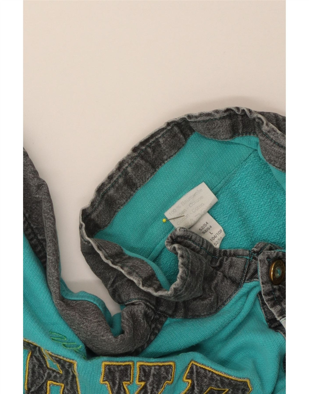 vintage Mens Graphic Sweatshirt Jumper Grand Turquoise Colourblock