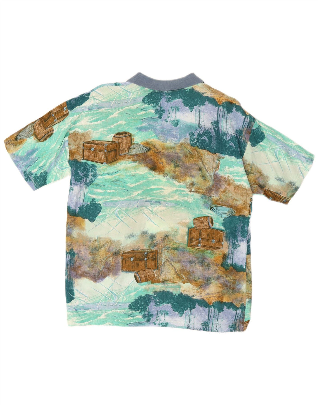 Polo Vintage à Motif Abstrait pour Homme Bleu Moyen