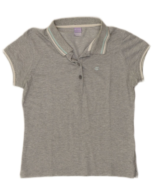 CHAMPION Polo Heritage Fit pour femme UK 10 Petit Gris Coton