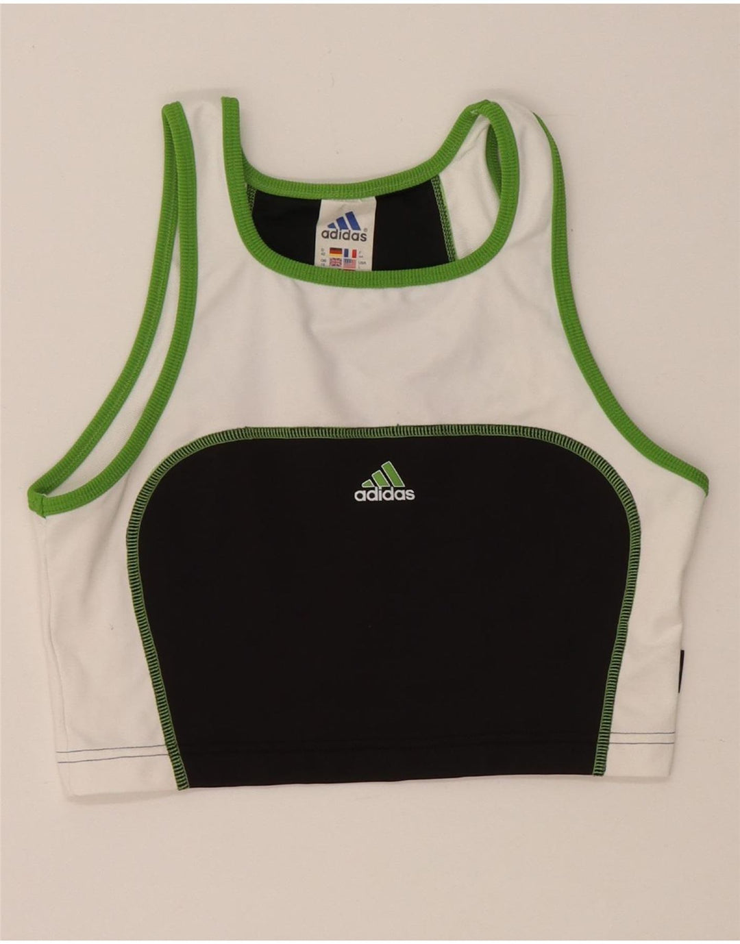 ADIDAS Climalite Sport Bra Top UK 16 Large Noir Colorblock