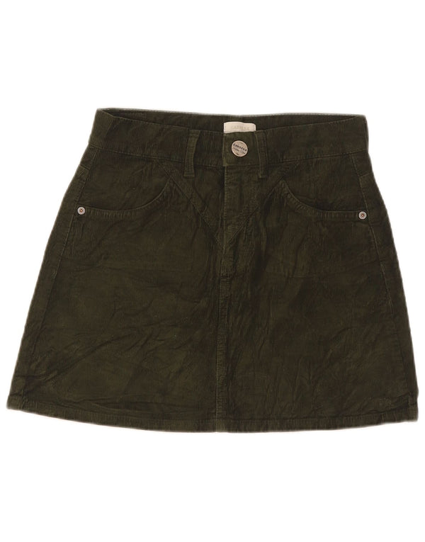 Carrera Femme Mini Jupe En Velours Côtelé IT 38 XS W26 Vert Coton