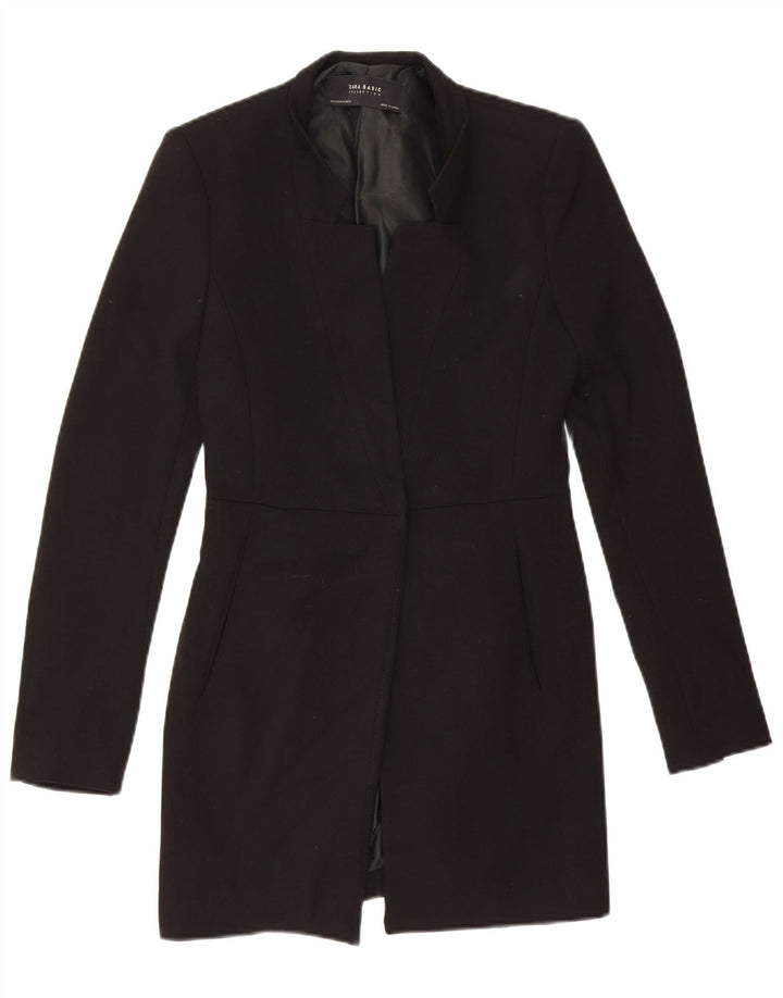 Zara Veste Blazer Longue Femme UK 6 XS Noir Polyester